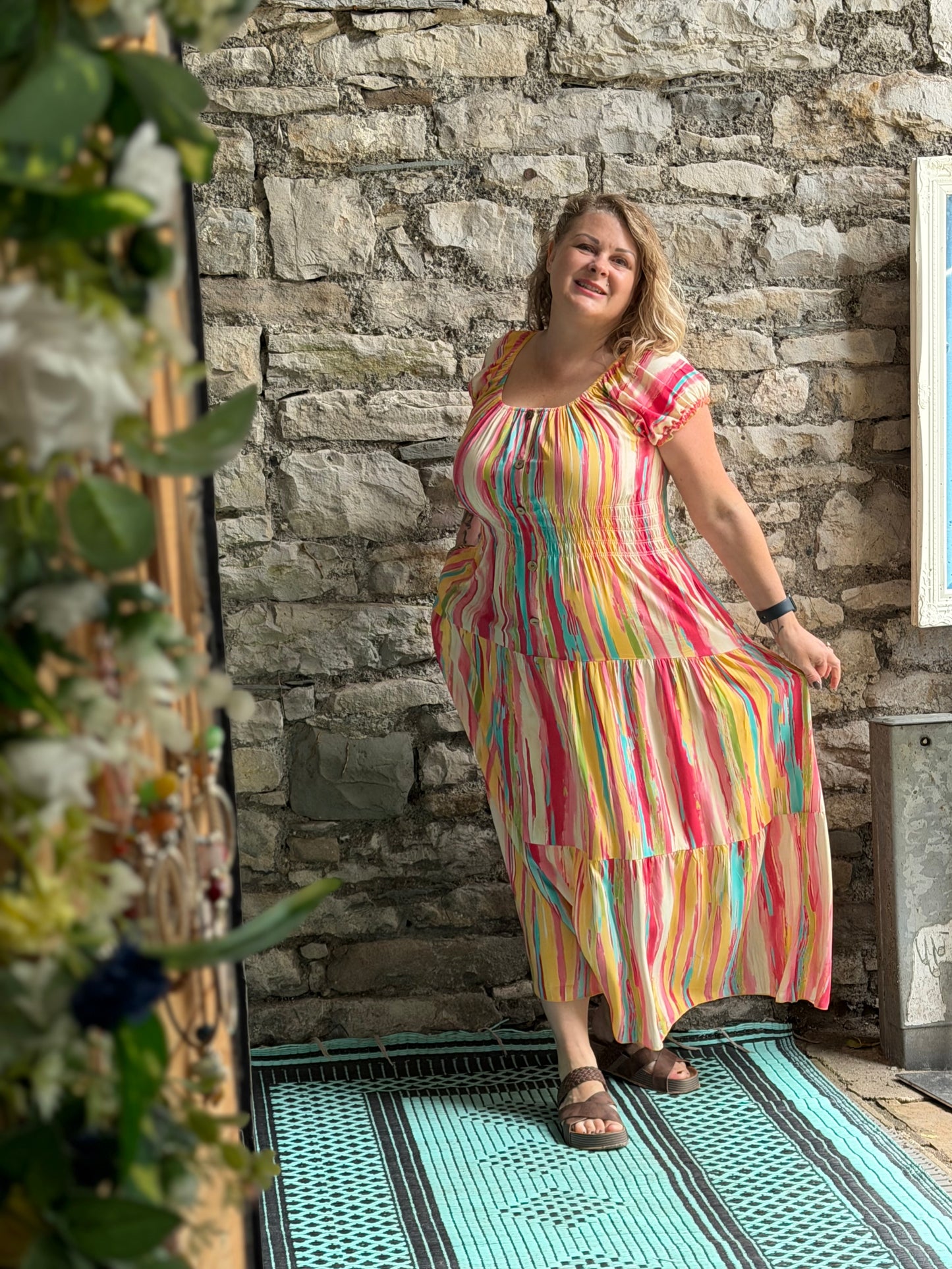 Stunning Printed Atta Dress In Maxi Length Fits Size 8-20