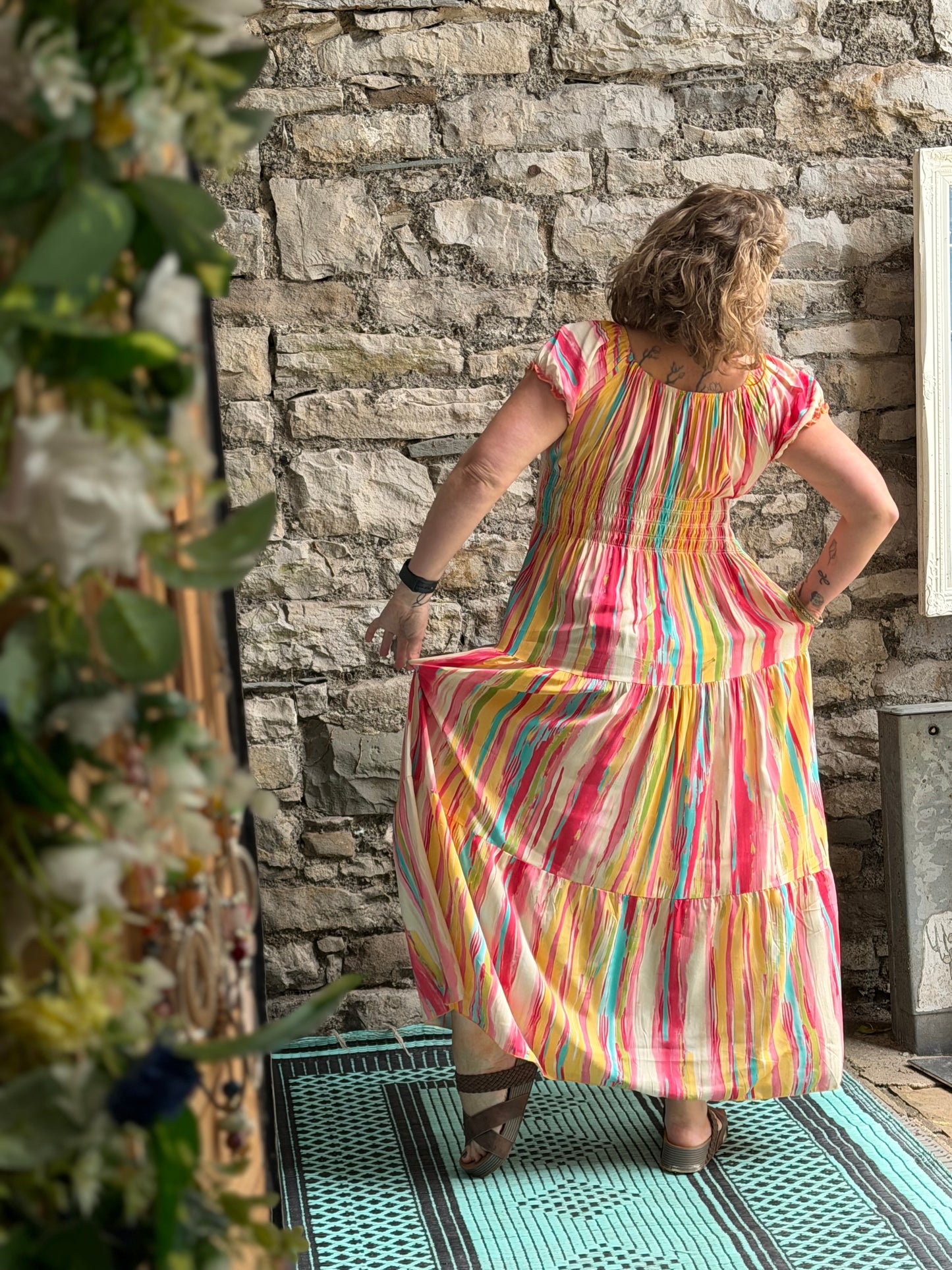 Stunning Printed Atta Dress In Maxi Length Fits Size 8-20
