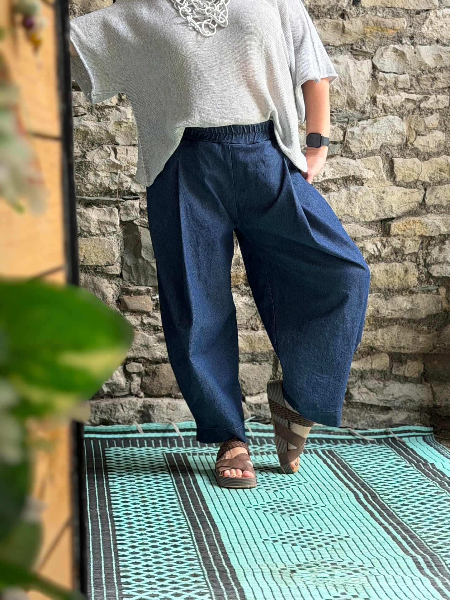 Super-Stretch Denim Barrel Trousers One Size 10-22
