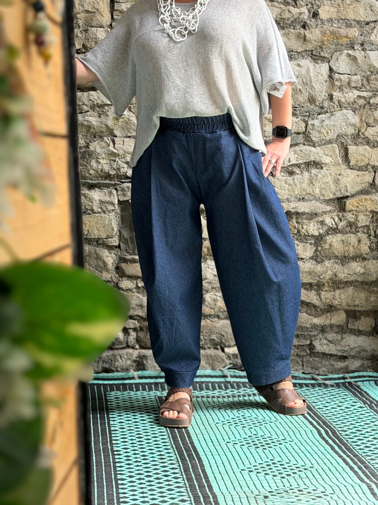 Super-Stretch Denim Barrel Trousers One Size 10-22