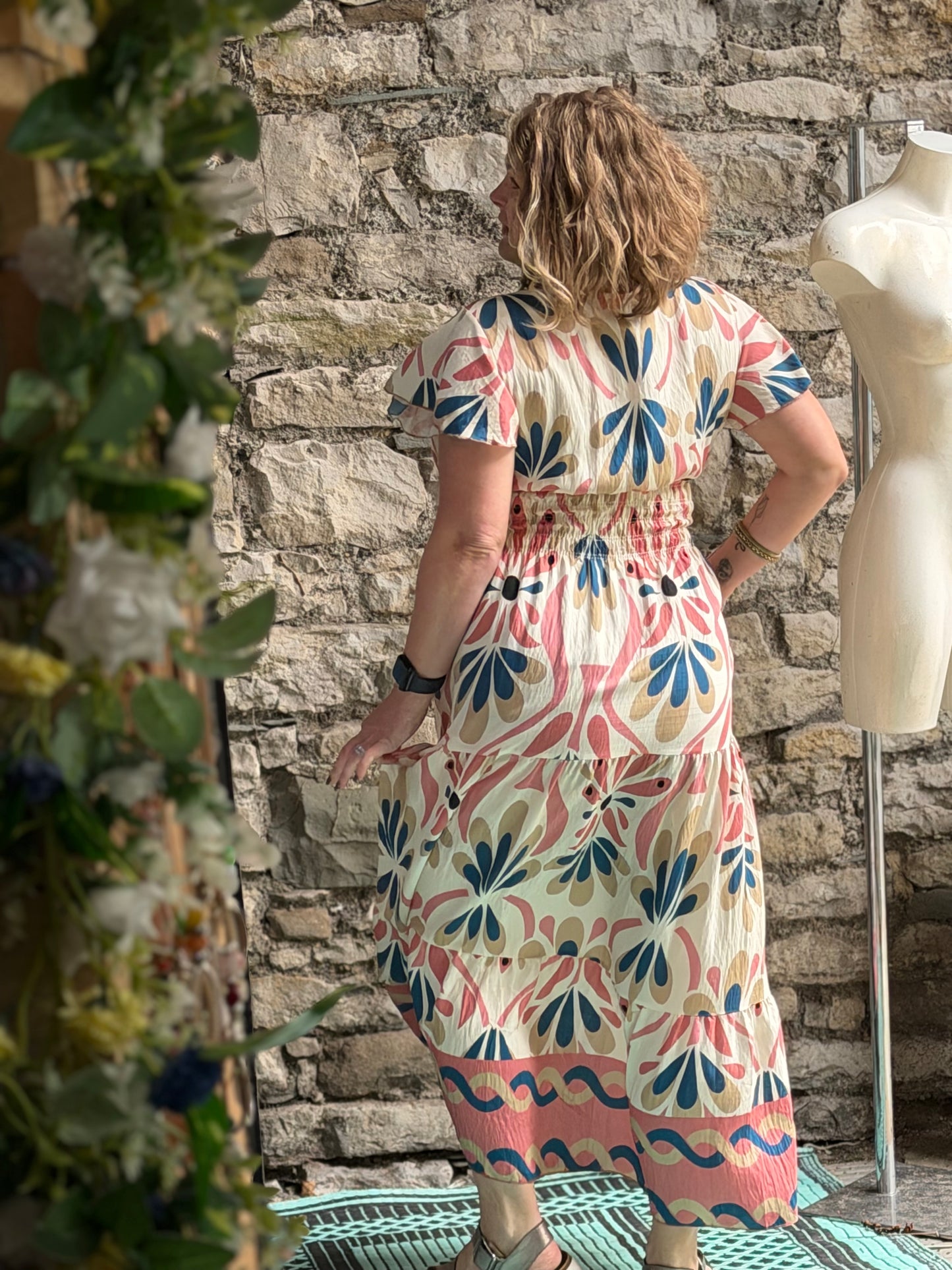 Stunning Printed Atta Dress In Maxi Length Fits Size 8-20