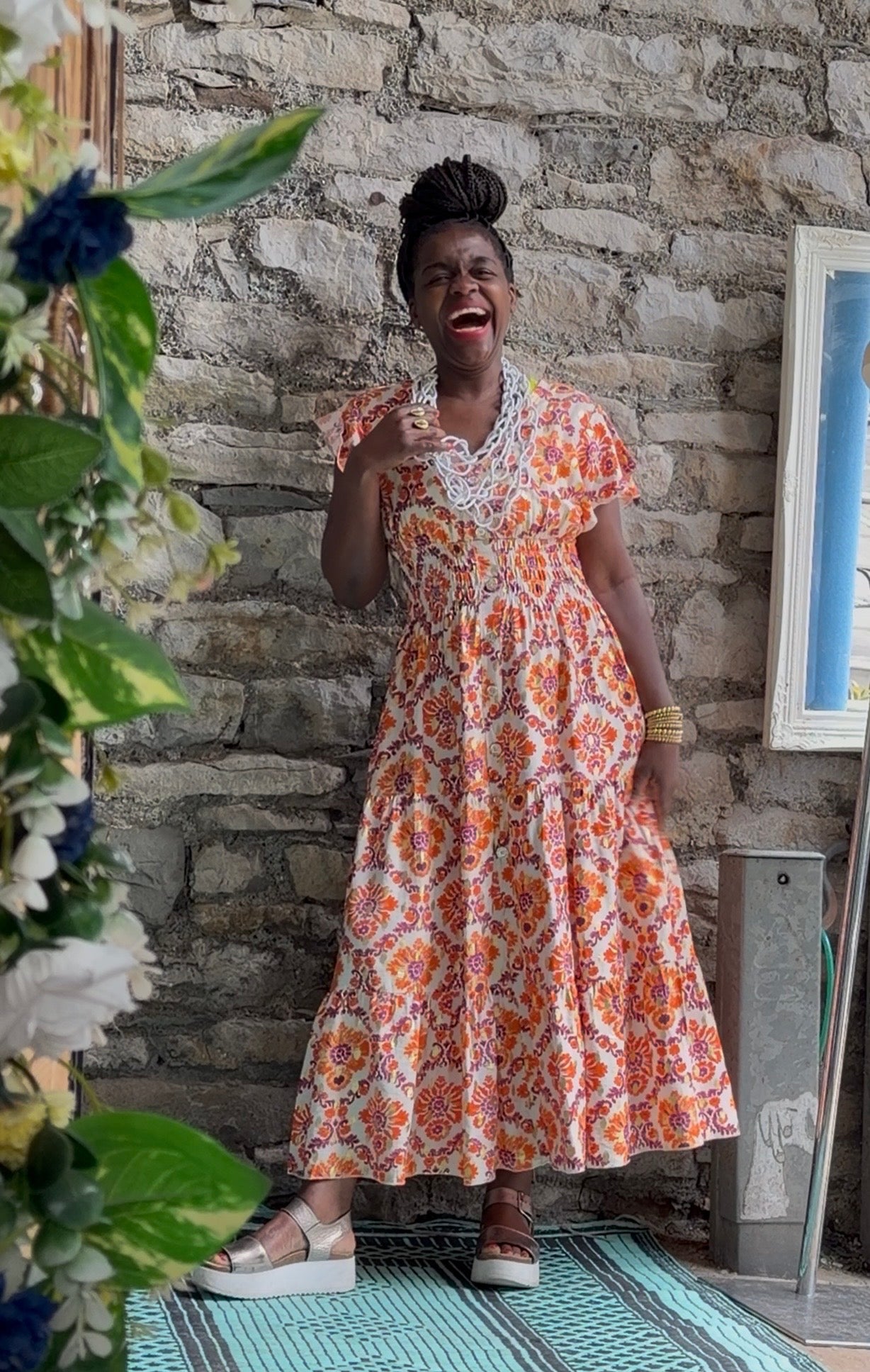 Stunning Printed Atta Dress In Maxi Length Fits Size 8-20