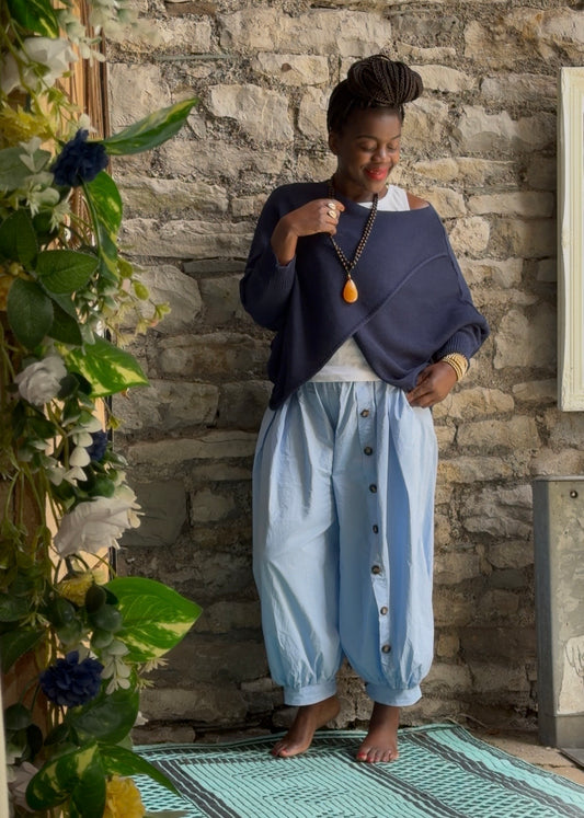 Stunning Cross-Over Front Layering Amina Top In Navy Colour Size 10-24