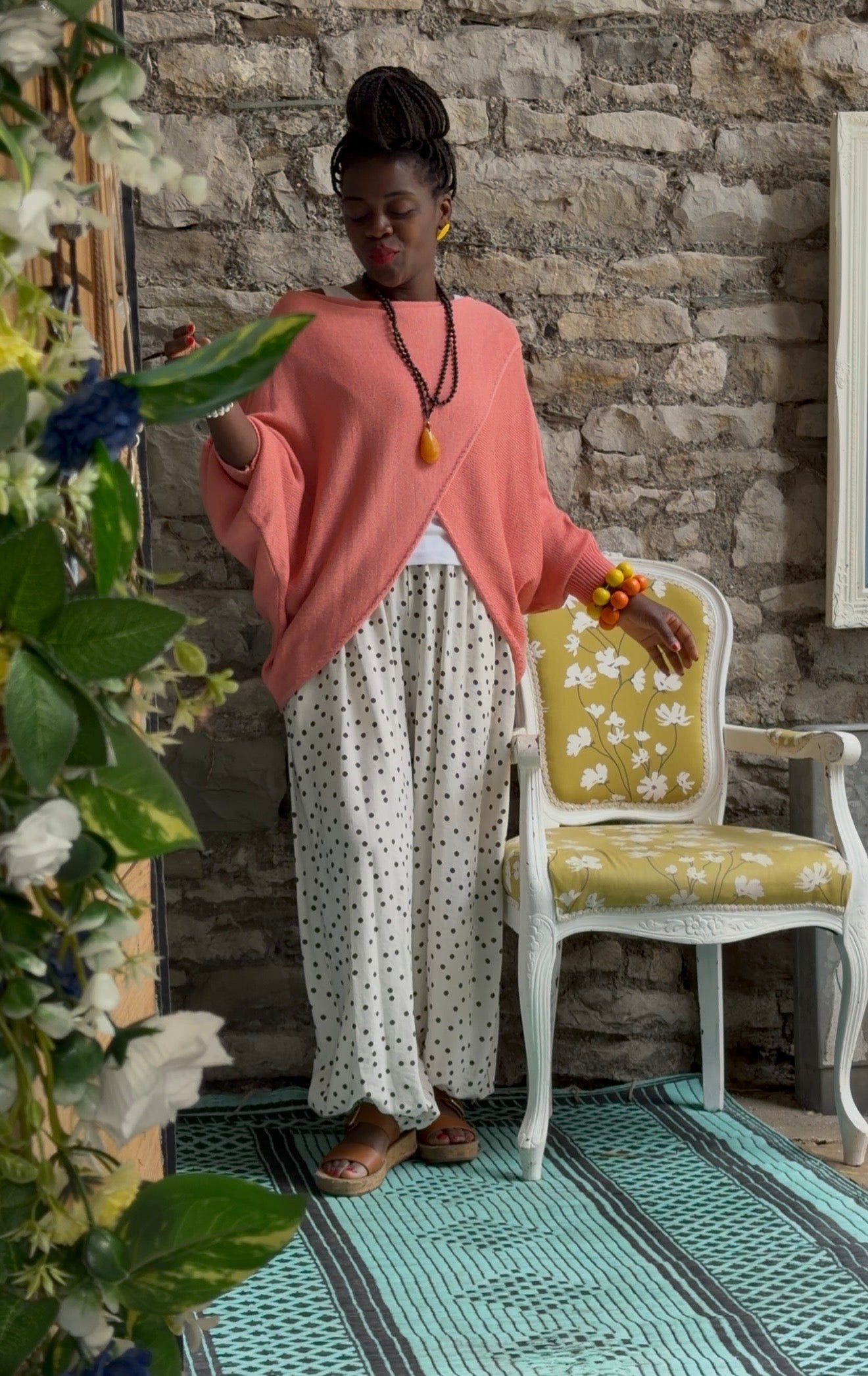 Stunning Cross-Over Front Layering Amina Top In Salmon Size 10-24