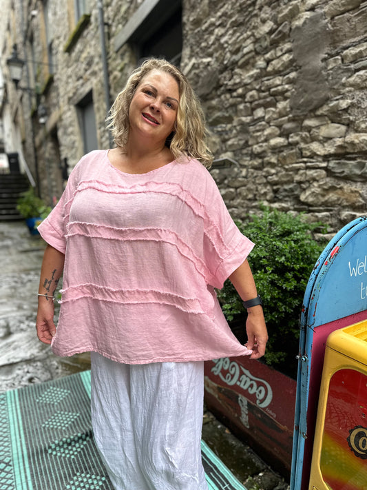 Pure Linen Amouka Pink Top Fits Size 8-20