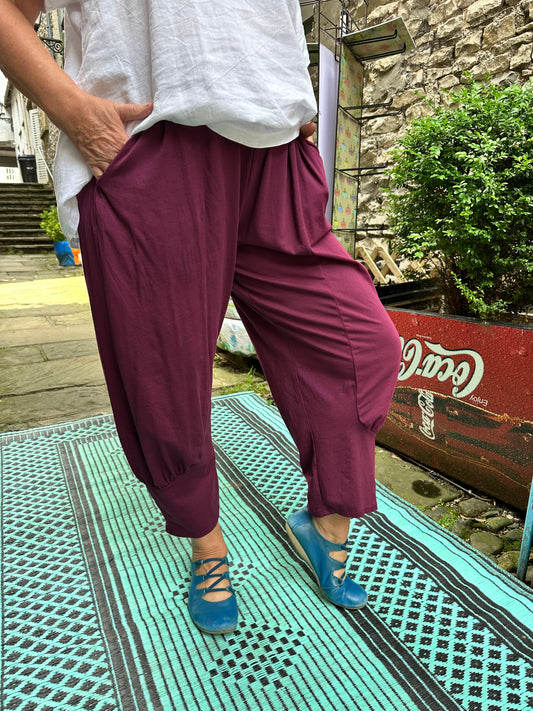 Short Length Burgundy Azu Trousers Fits Size 8-22