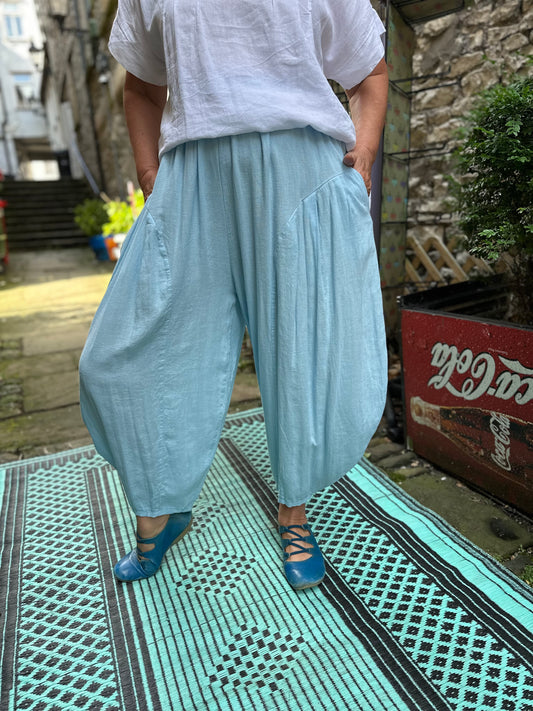 Yeba Trousers In Pale Blue Fits Size 12-26