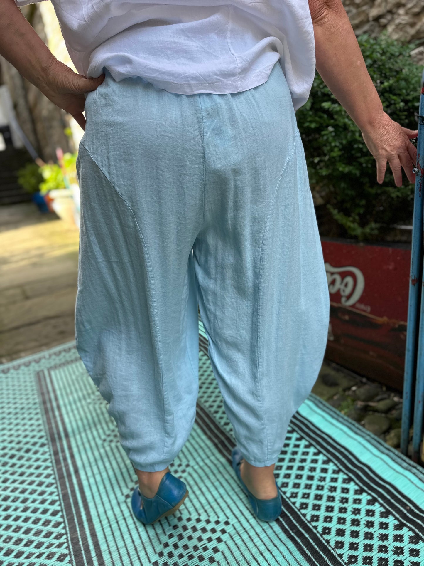 Yeba Trousers In Pale Blue Fits Size 12-26