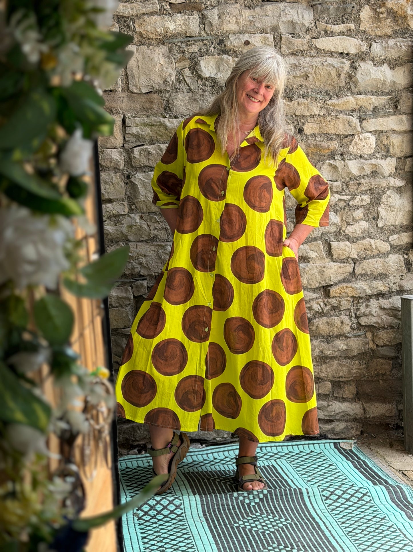 Bold And Stunning Spotty Cotton Shirt Dress Fit Size 10-20