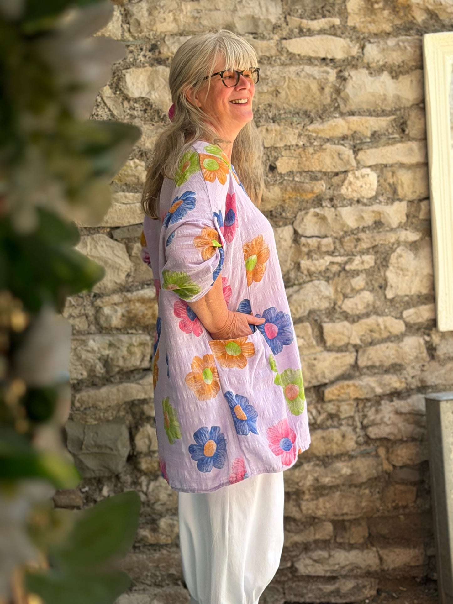100% Cotton Two Pockets Daisy Amma Top One Size Fit Size 12-20
