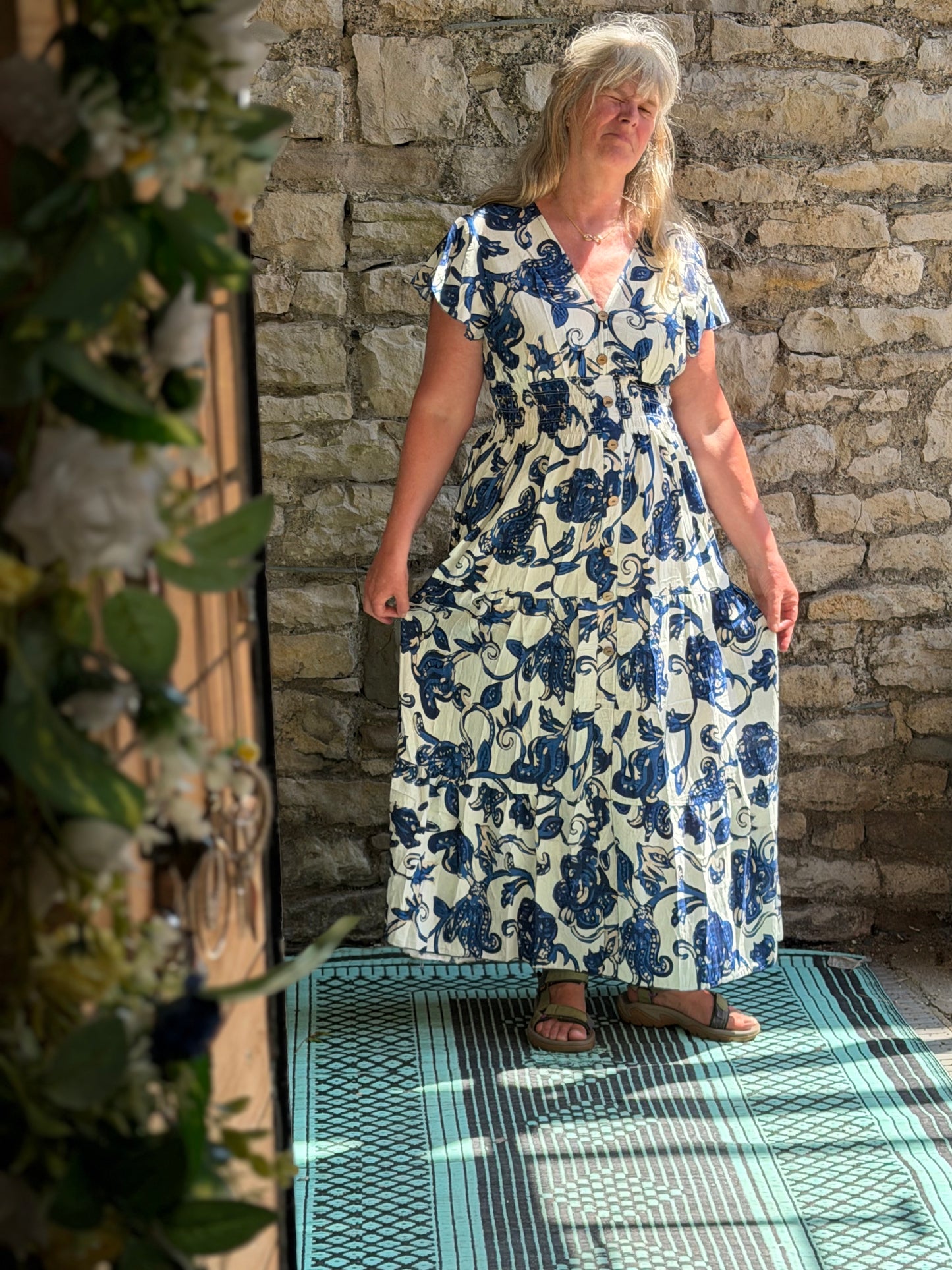 Stunning Printed Atta Dress In Maxi Length Fits Size 8-20