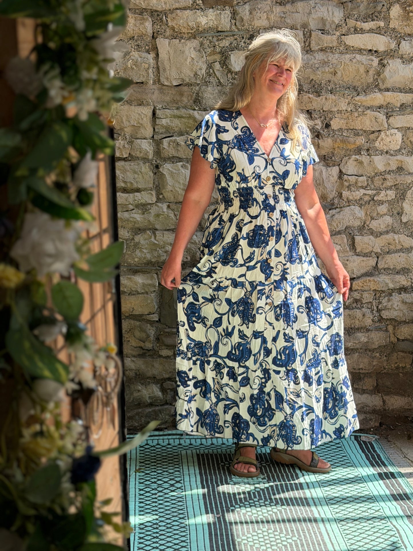 Stunning Printed Atta Dress In Maxi Length Fits Size 8-20