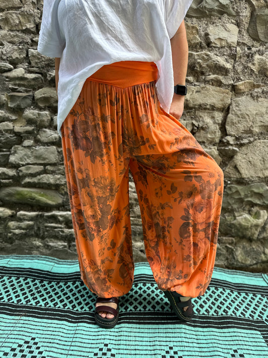 Floral Harem Yoga Trousers One Size Fits UK 10-22