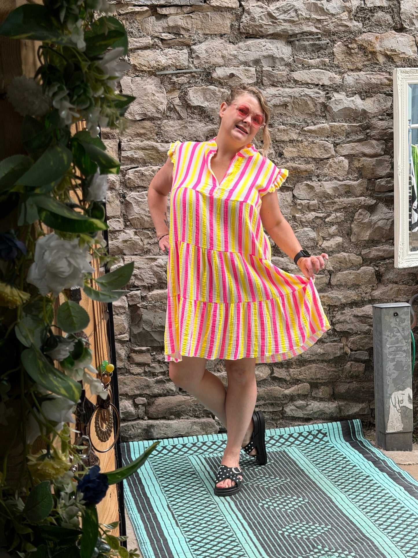 Candy Striped Cotton Dress Fits Size 10-18 Print 2