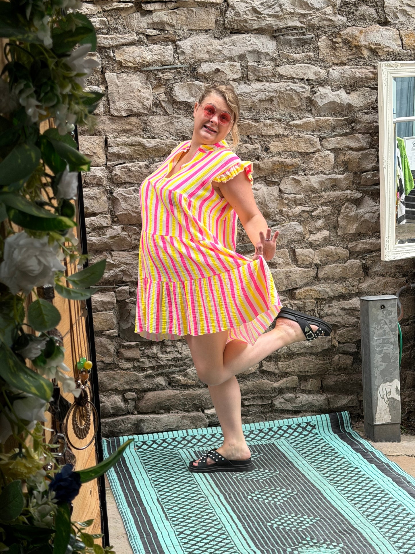 Candy Striped Cotton Dress Fits Size 10-18 Print 2