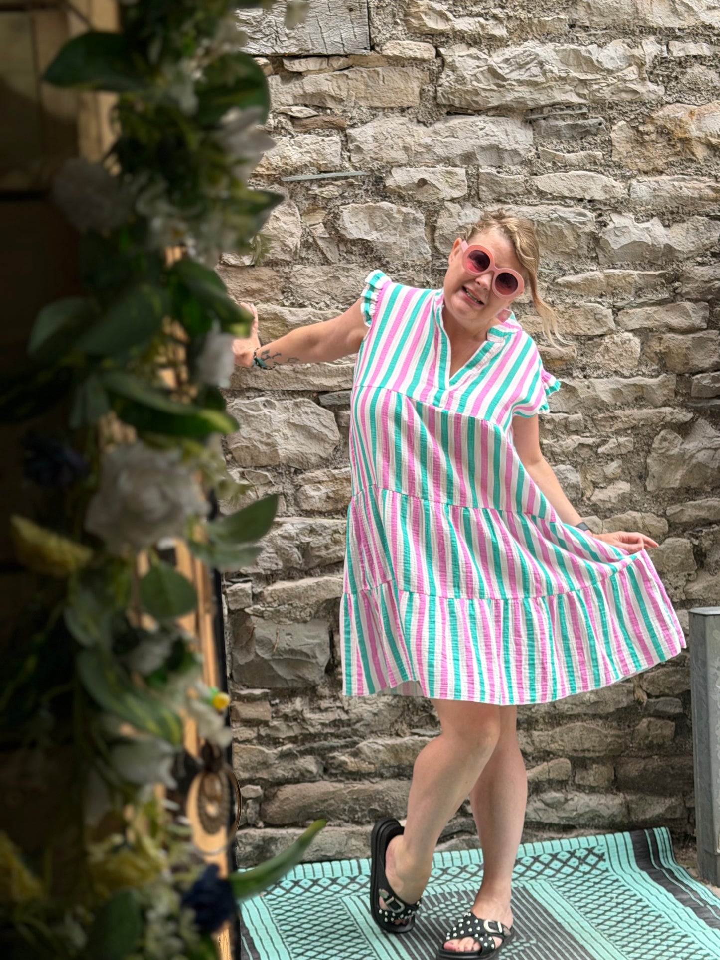 Candy Striped Cotton Dress Fits Size 10-18