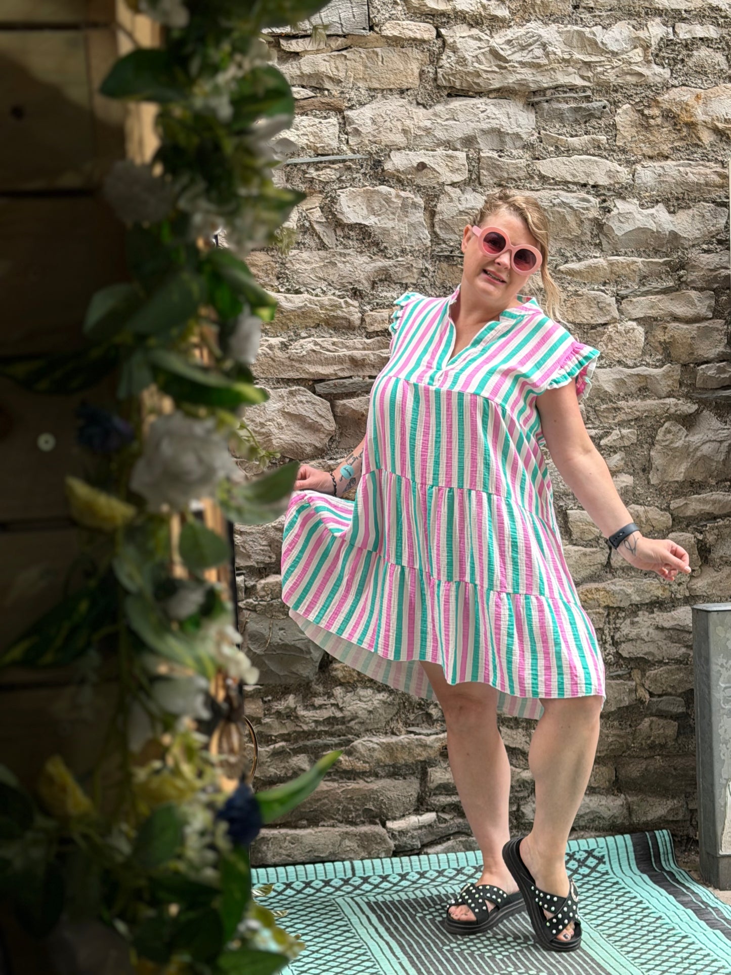 Candy Striped Cotton Dress Fits Size 10-18