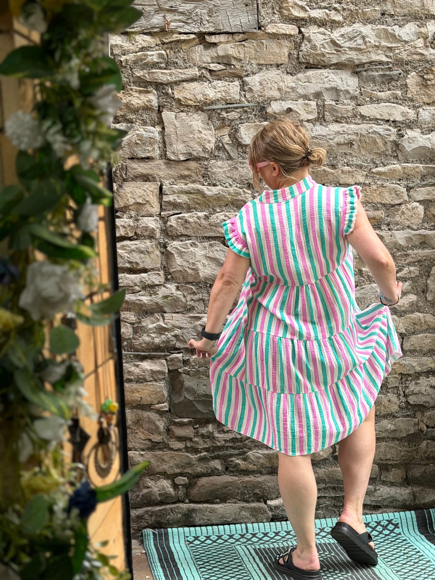 Candy Striped Cotton Dress Fits Size 10-18