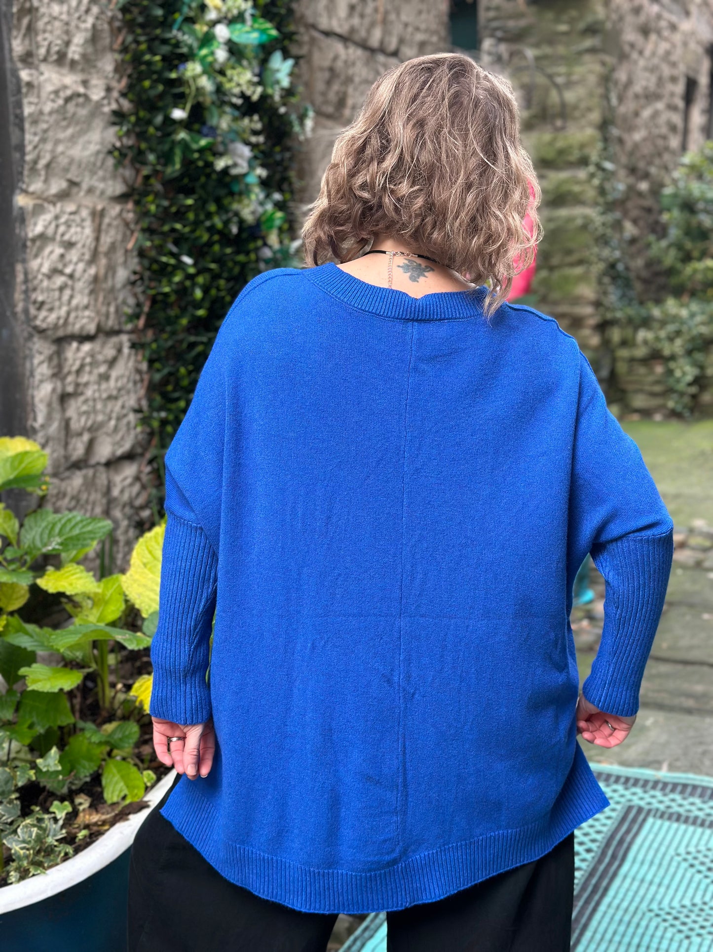Stunning Cable Knit Jumper In Cobalt Blue Fits Size 10-24