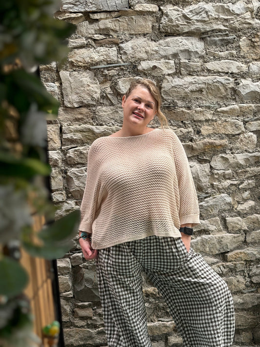 Stunning AFFINAH Layering Fish Net Top Size 10-24 In Beige