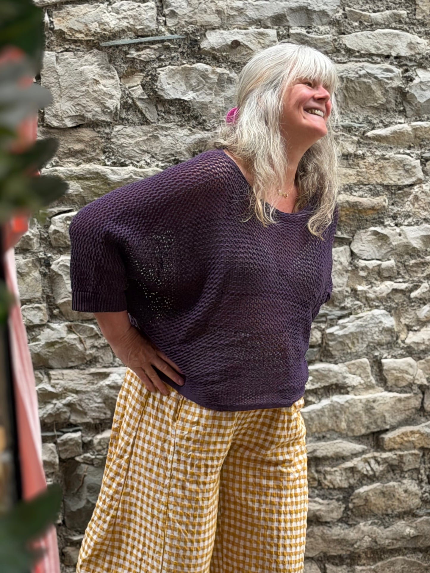 Stunning AFFINAH Layering Fish Net Top Size 10-24 In Purple