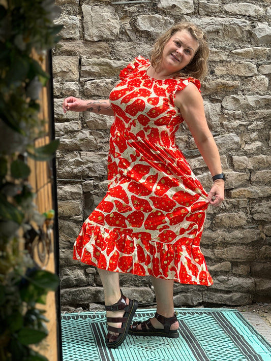 Stunning Printed Atta Dress In Midi Length Fits Size 8-20