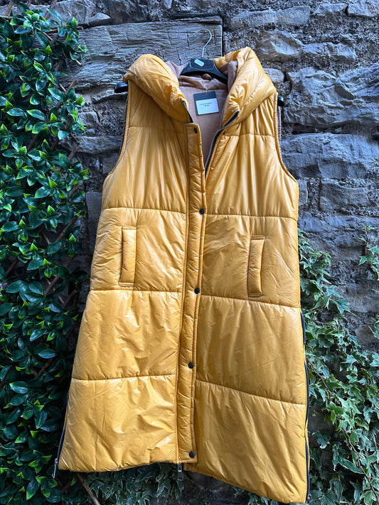 Ladies Stunning Mustard Padded & Hooded Gilet Size 8-16