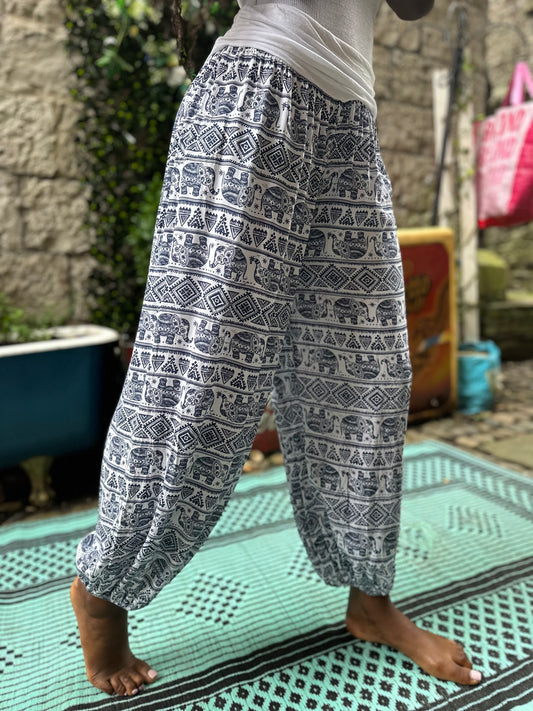 Harem Elephant Print Yoga Trousers One Size Fits UK 10-22