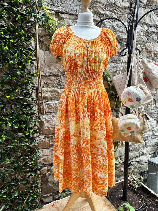 Orange Atta Dress In Midi Length Fits Size 8-20