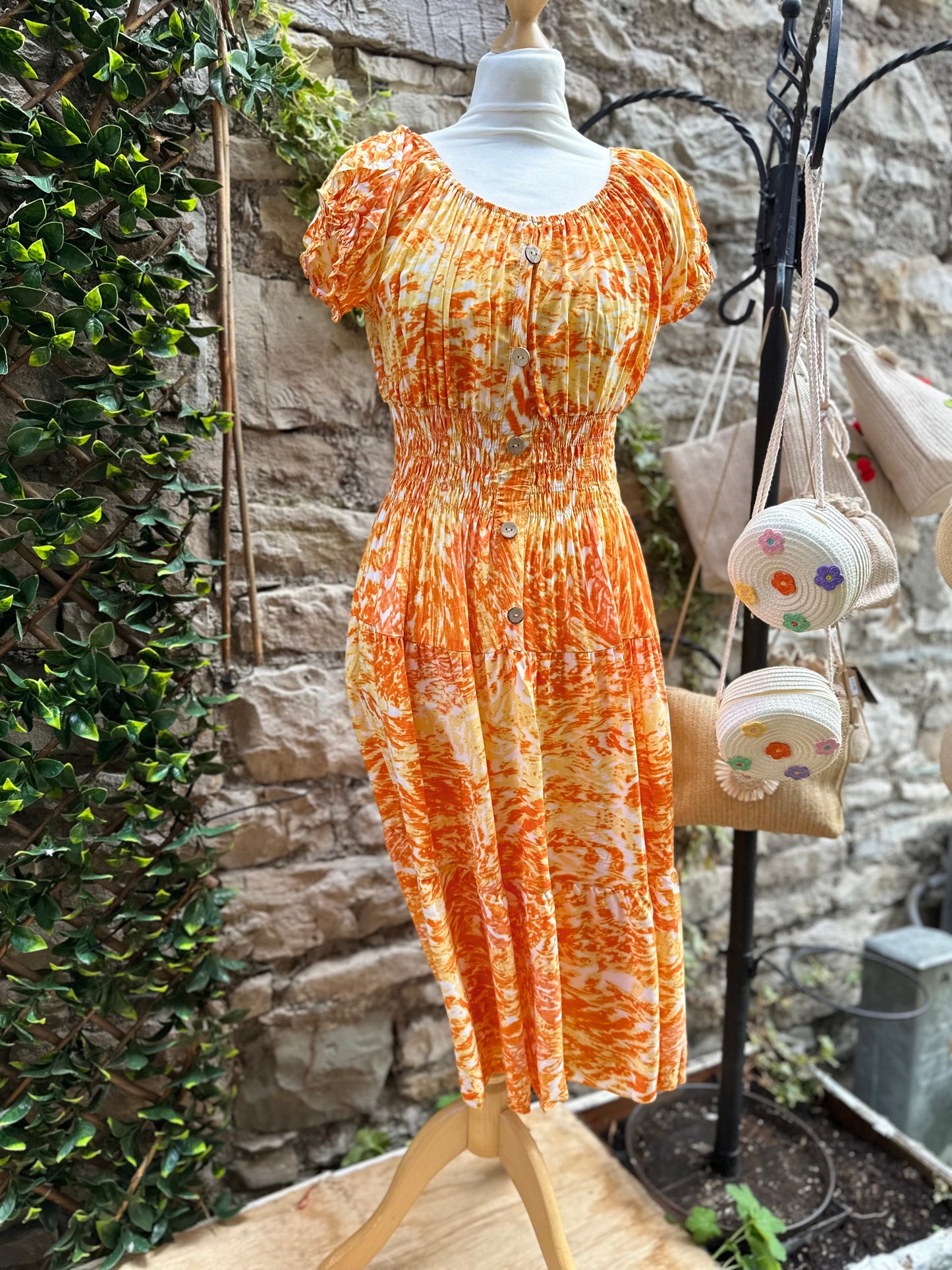 Orange Atta Dress In Midi Length Fits Size 8-20