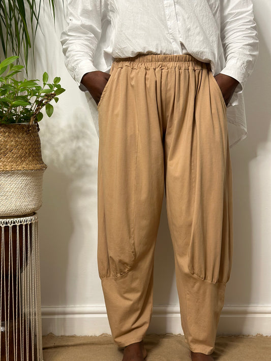 Long Length Camel Colour Azu Trousers Fits Size 8-22