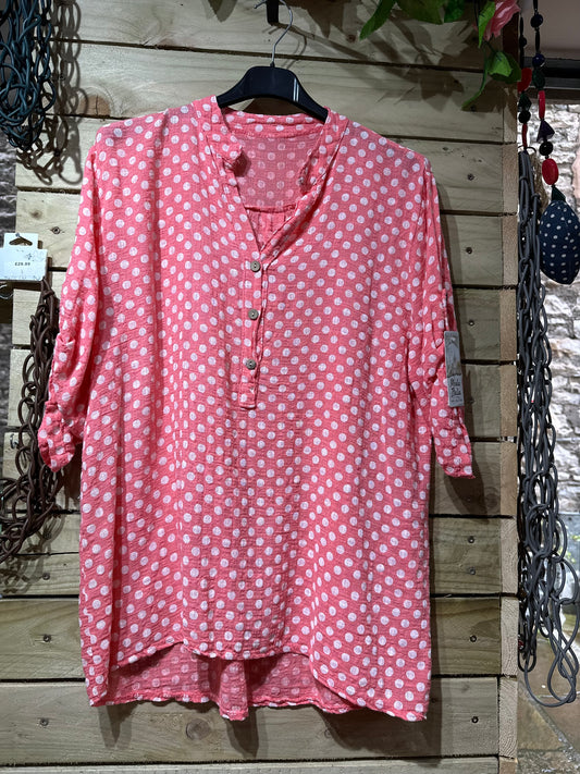 Made In Italy Polka Dot 100% Cotton Top Fits Size 8-18