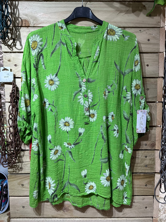 Made In Italy 100% Cotton Printed Top Fits Size 8-18