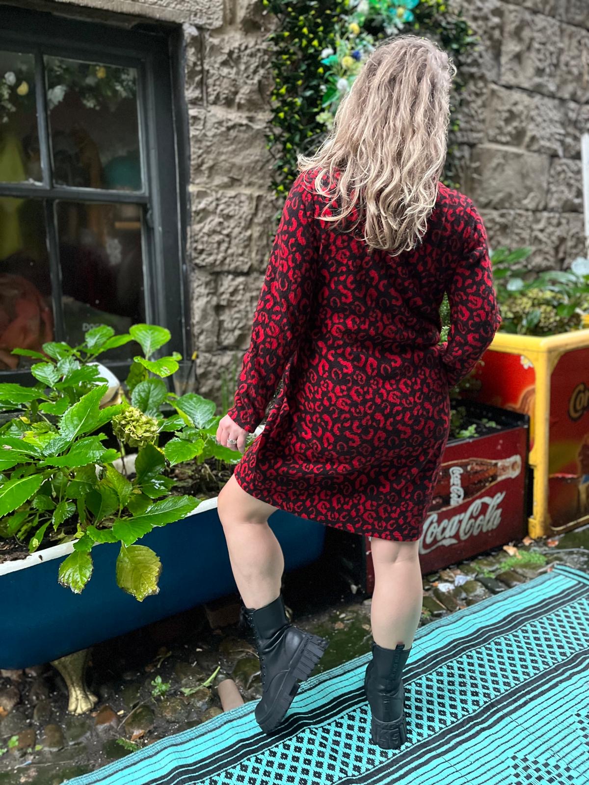 Fluffy Knit Animal Print Amouka Dress Top Size 8-18